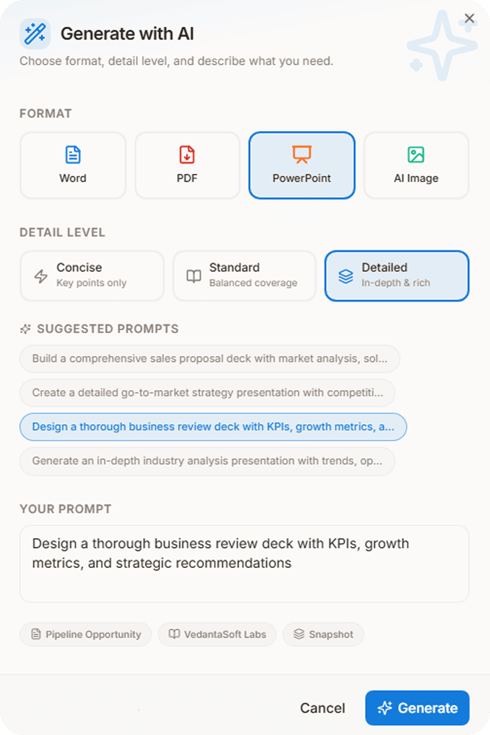 Generated pitch deck