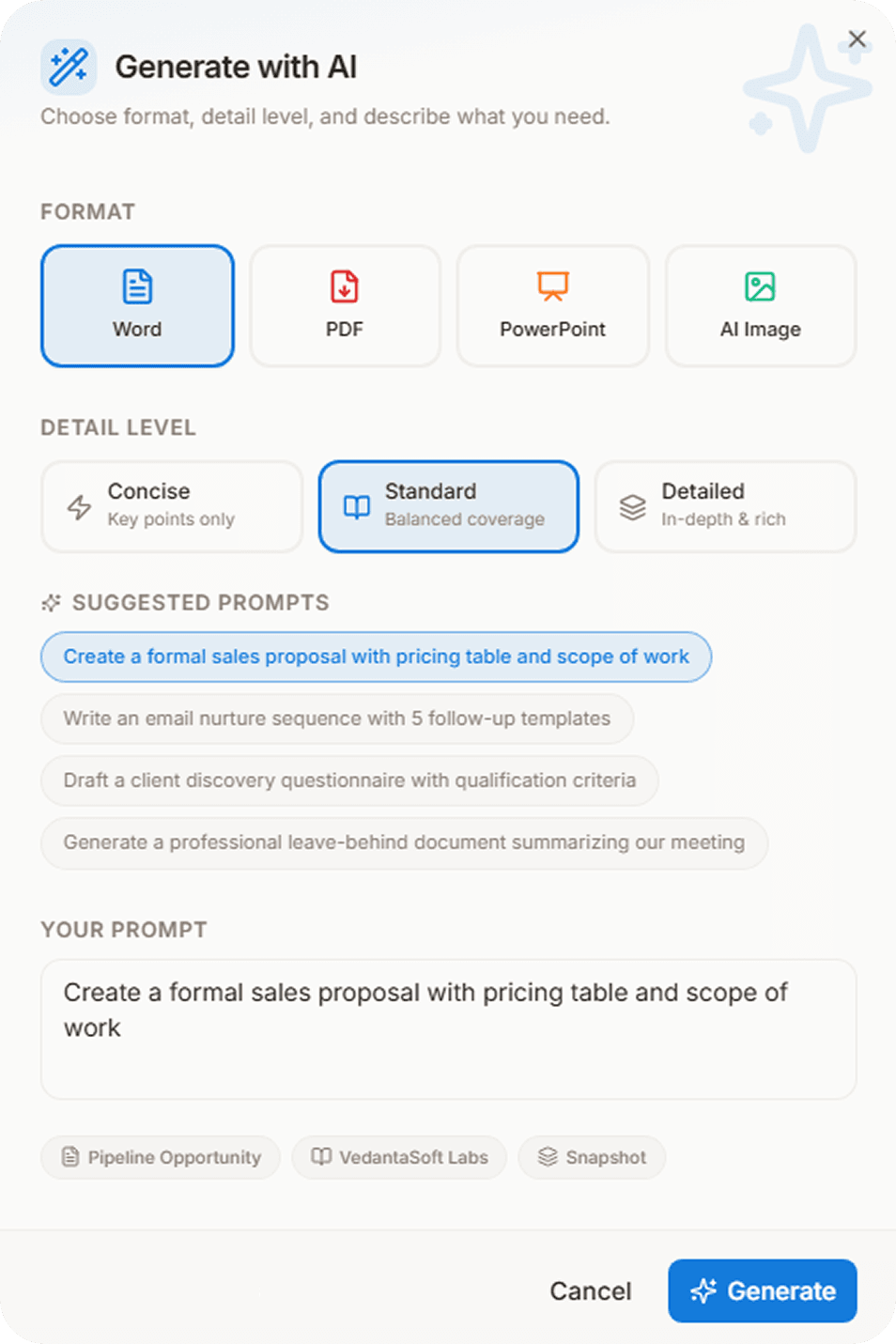 Generated proposal document